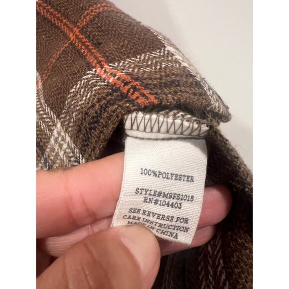 Women’s Day to Day Brown and Orange Preppy Plaid button down mini skirt M - Picture 5 of 6
